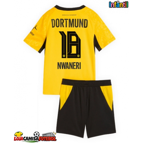 Camisa de Futebol Borussia Dortmund Ethan Nwaneri #18 Equipamento Principal Infantil 2026-27 Manga Curta (+ Calças curtas)